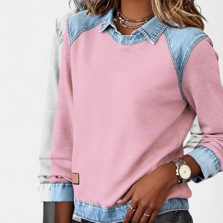 Soraya™ | Denim Trim Casual Sweater
