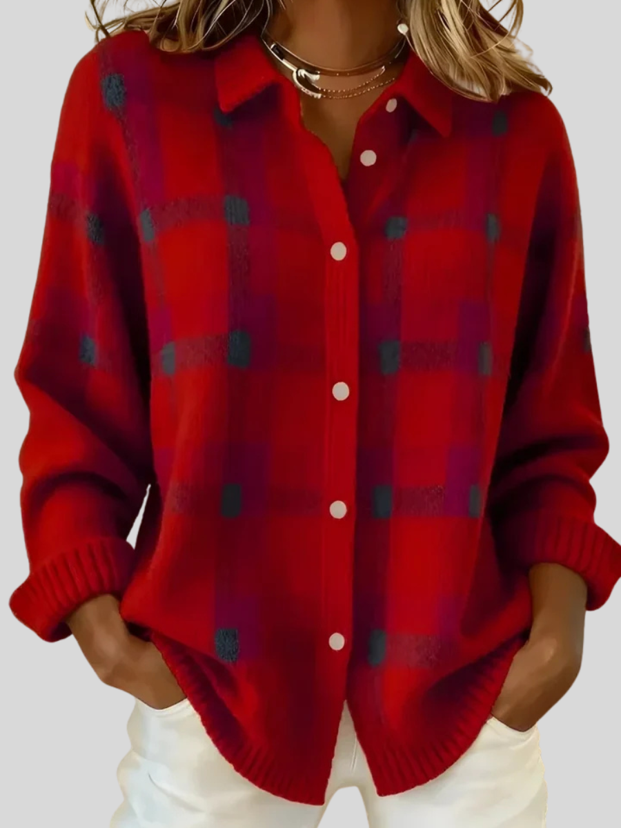 Brittany™ | Soft Plaid Button Cardigan