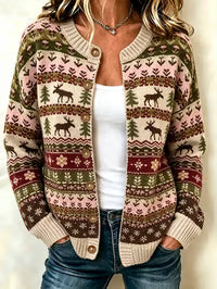 Marissa™ | Cute Kitty Pattern Button Front Cardigan
