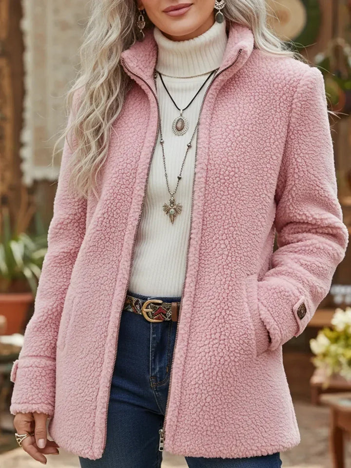 Carissa | Warm Textured Longline Fleece Jacket