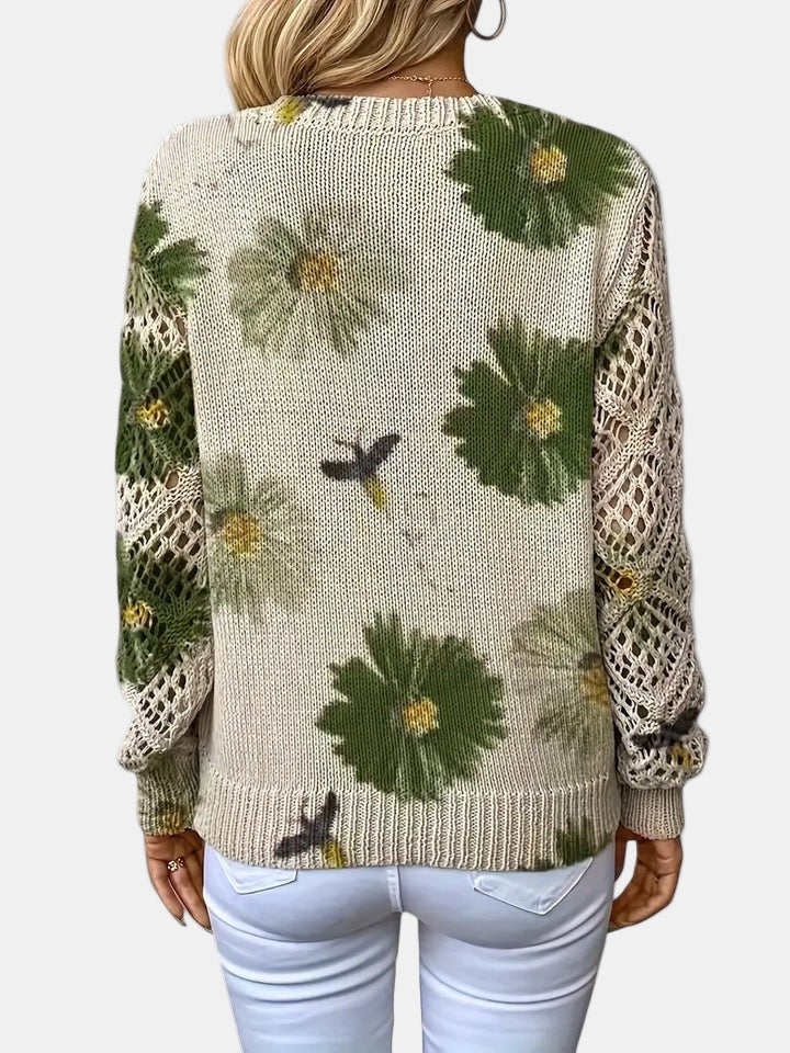 Amira™ | Floral Knit V-Neck Sweater