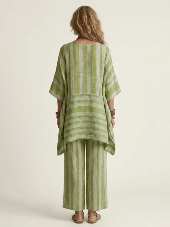 Kiara™ | Two-Piece Striped Cotton-Linen Blend Set