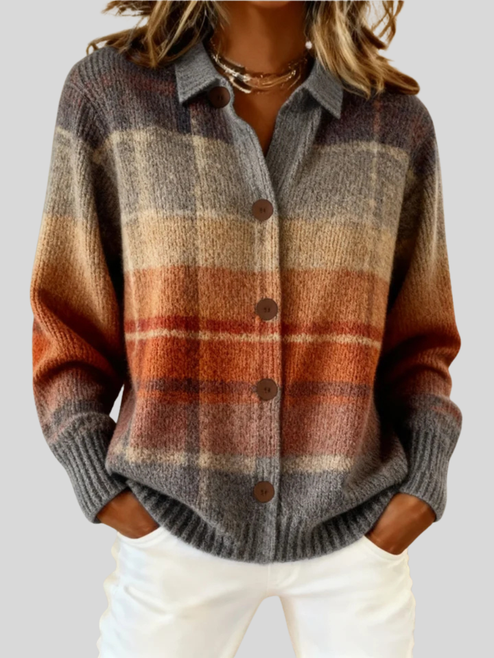 Edith | Autumn Ombre Plaid Cardigan