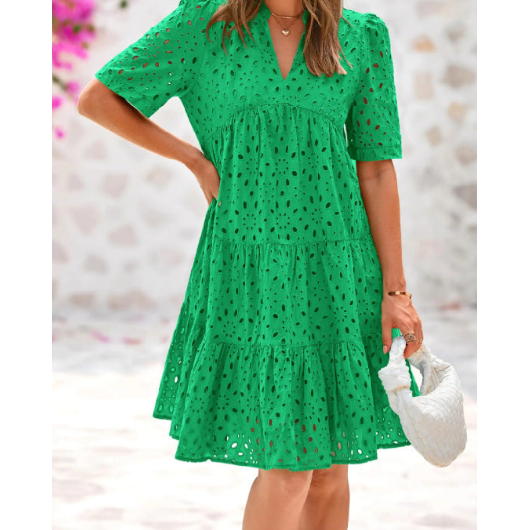 Paige™ | Eyelet Tiered Short Sleeve Dress