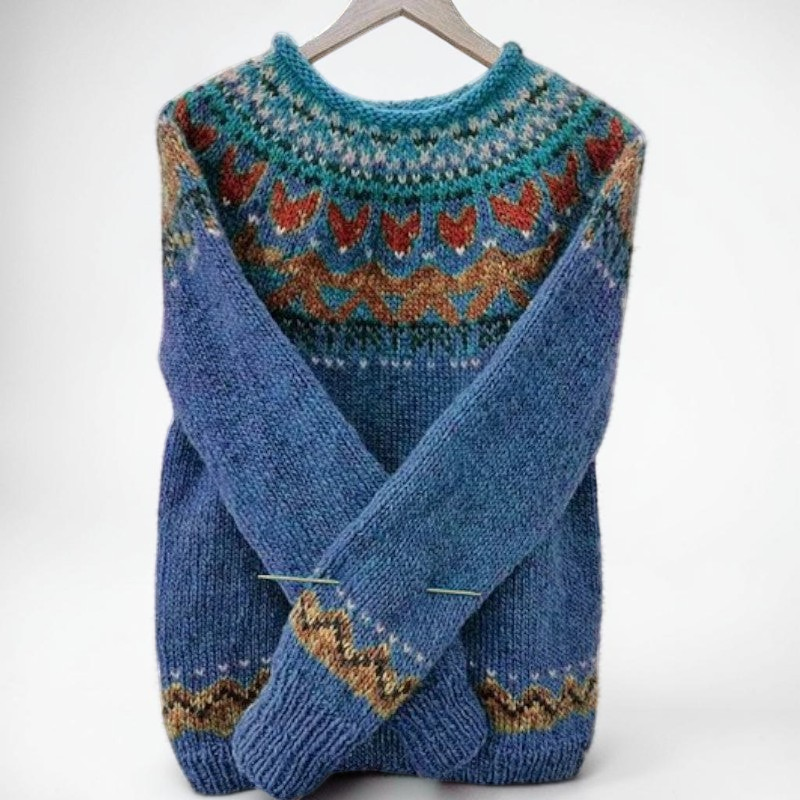 Ivana - Vintage Jacquard Crew Neck Sweater