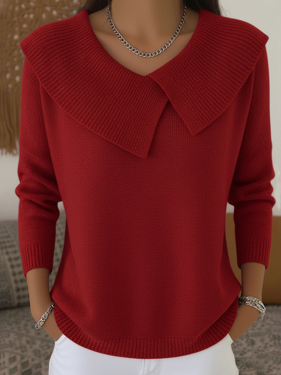 Layla™ | Elegant Wide Collar Knit Sweater