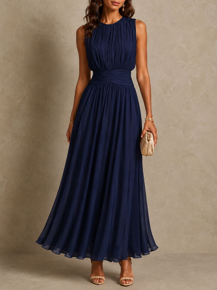 Iselle | Ruched Waist Sleeveless Maxi Dress