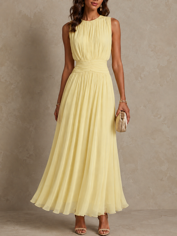 Iselle | Ruched Waist Sleeveless Maxi Dress