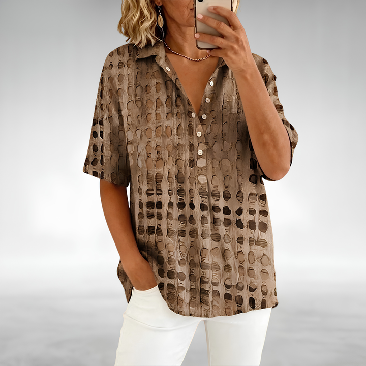 Melody™ | Abstract Print Button Front Blouse