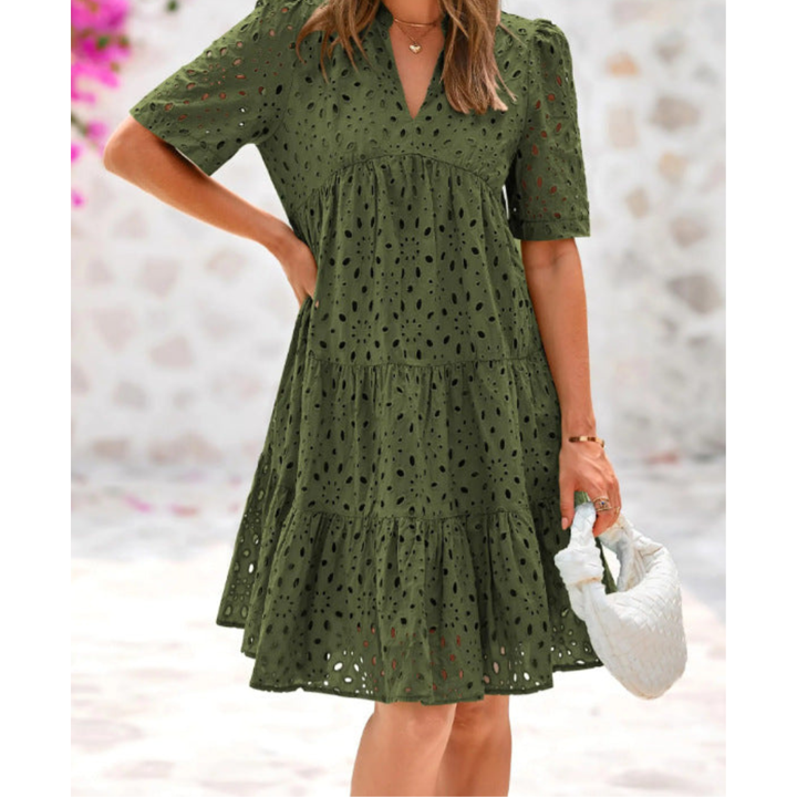 Paige™ | Eyelet Tiered Short Sleeve Dress