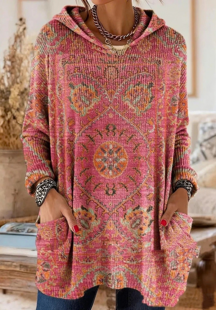 Lizzy | Vintage Floral Print Hooded Sweater
