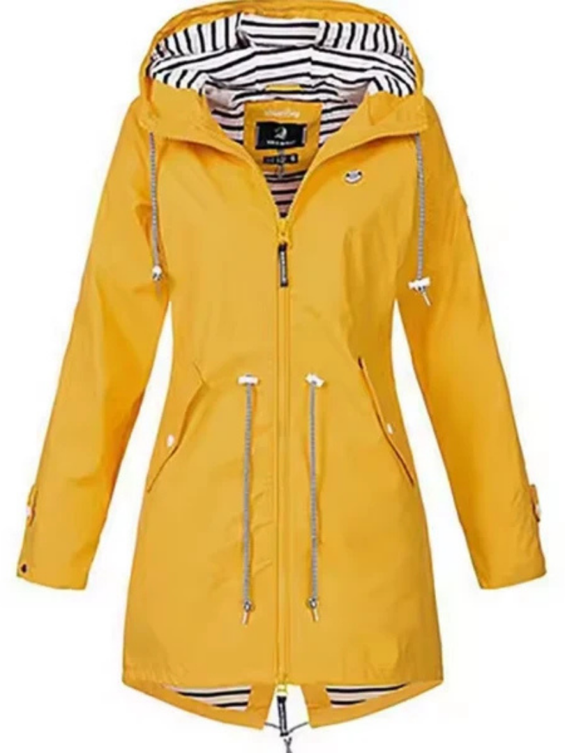 Calyssa™ | Casual Drawstring Hooded Rain Jacket