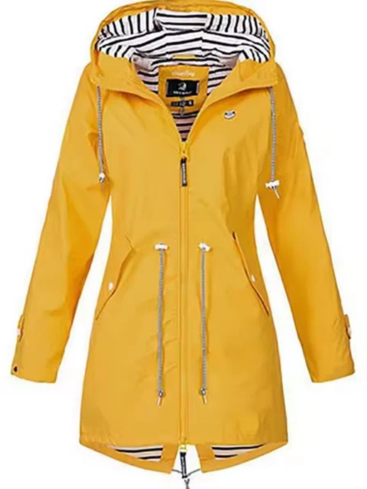 Calyssa™ | Casual Drawstring Hooded Rain Jacket