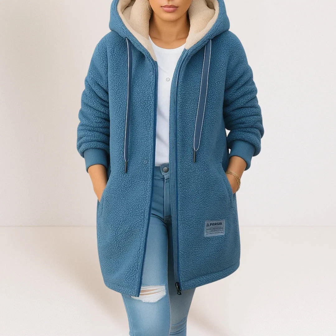 Frances™ | Cozy Longline Hooded Fleece Jacket