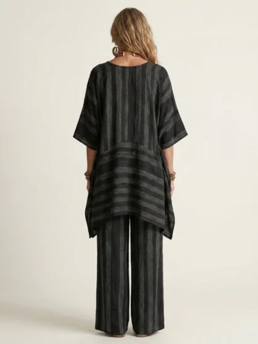 Kiara™ | Two-Piece Striped Cotton-Linen Blend Set