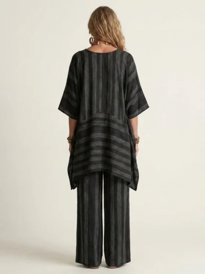 Kiara™ | Two-Piece Striped Cotton-Linen Blend Set