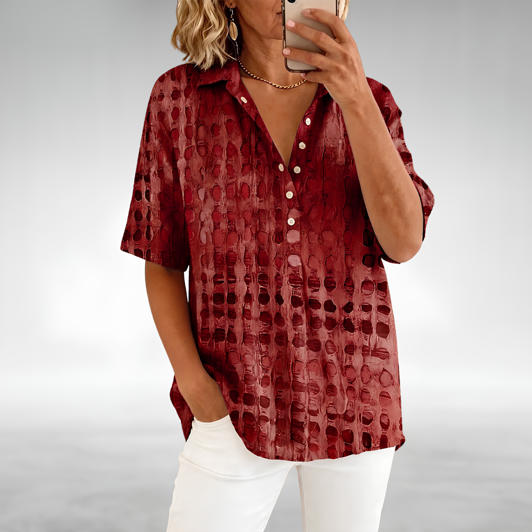 Melody™ | Abstract Print Button Front Blouse