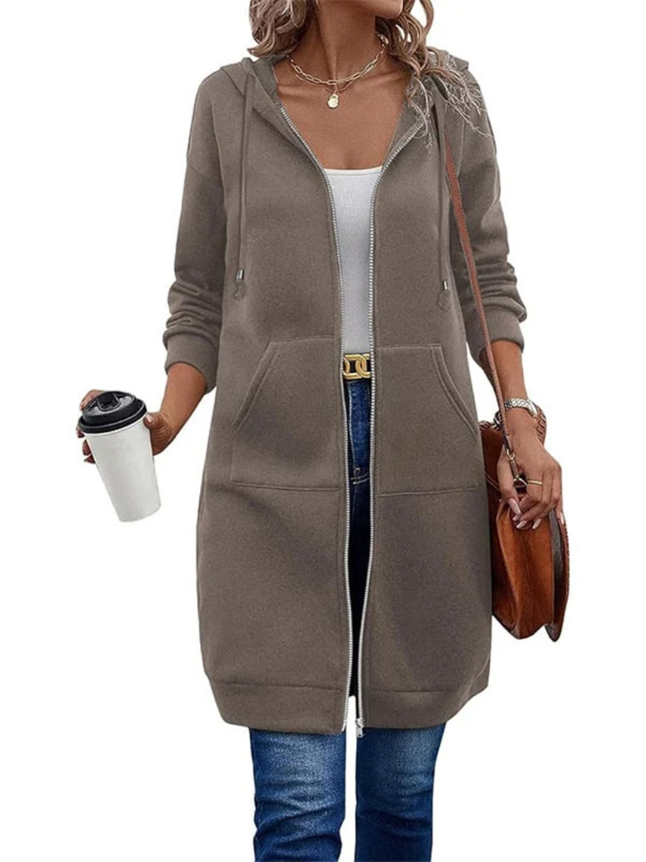 Agnes – Long Fleece Hooded Jacket