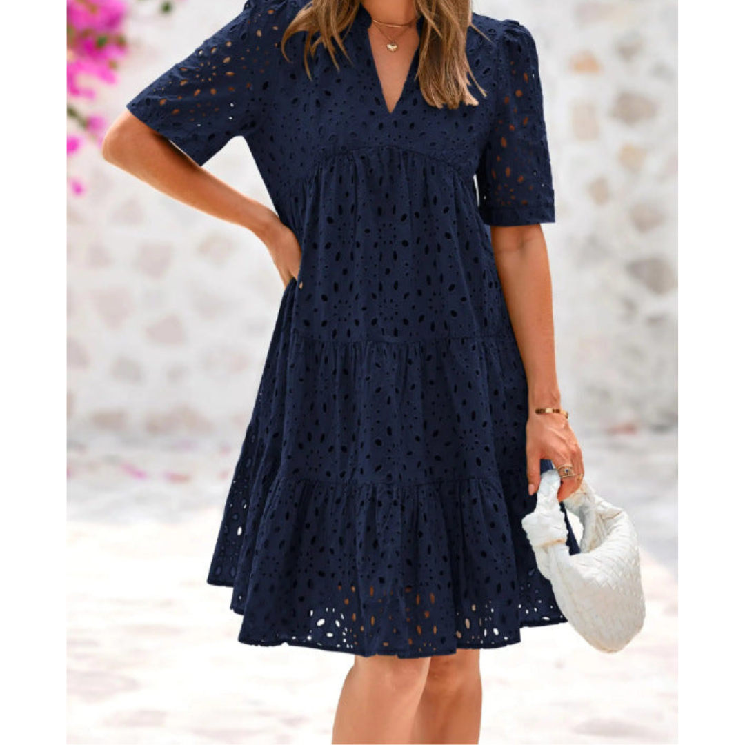 Paige™ | Eyelet Tiered Short Sleeve Dress