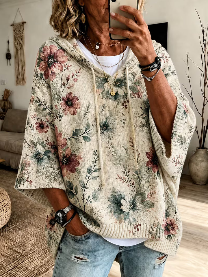 Maeve™ | Vintage Botanical Floral Hooded Sweater
