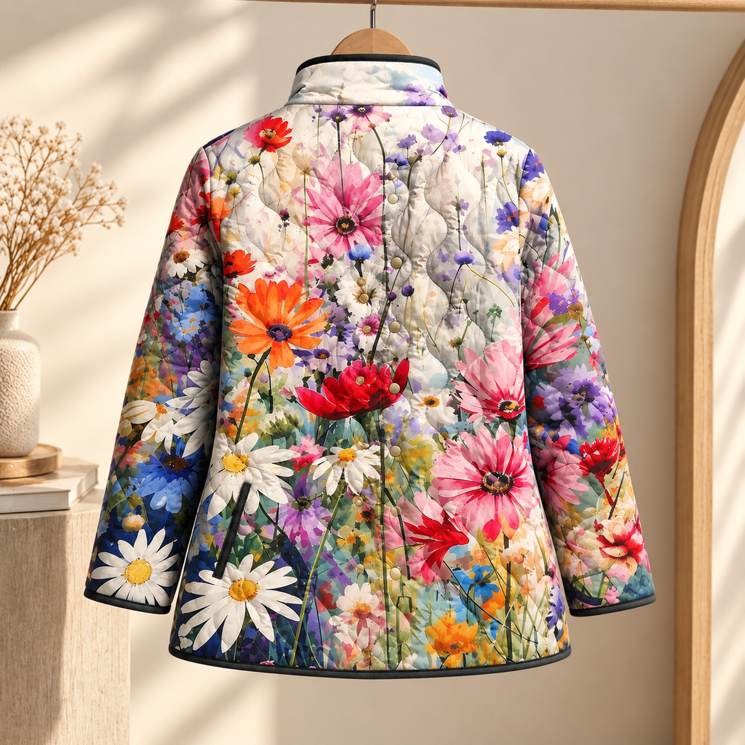 Kaia | Charming Vintage Floral Print Quilted Jacket