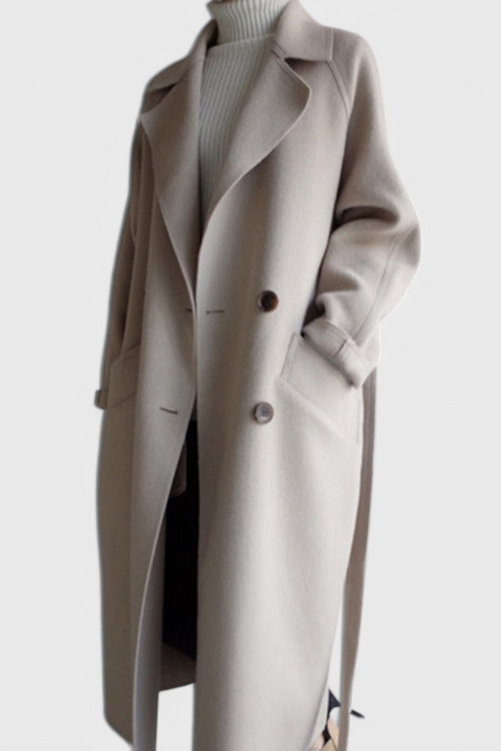 Clara Structured Wool Long Coat with Elegant Silhouette