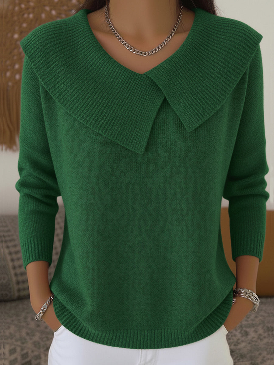 Layla™ | Elegant Wide Collar Knit Sweater