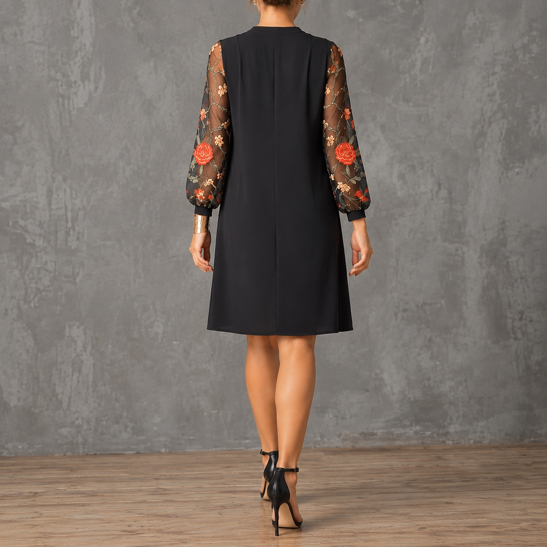 Camille | Elegant Floral Sleeve V Neck Dress