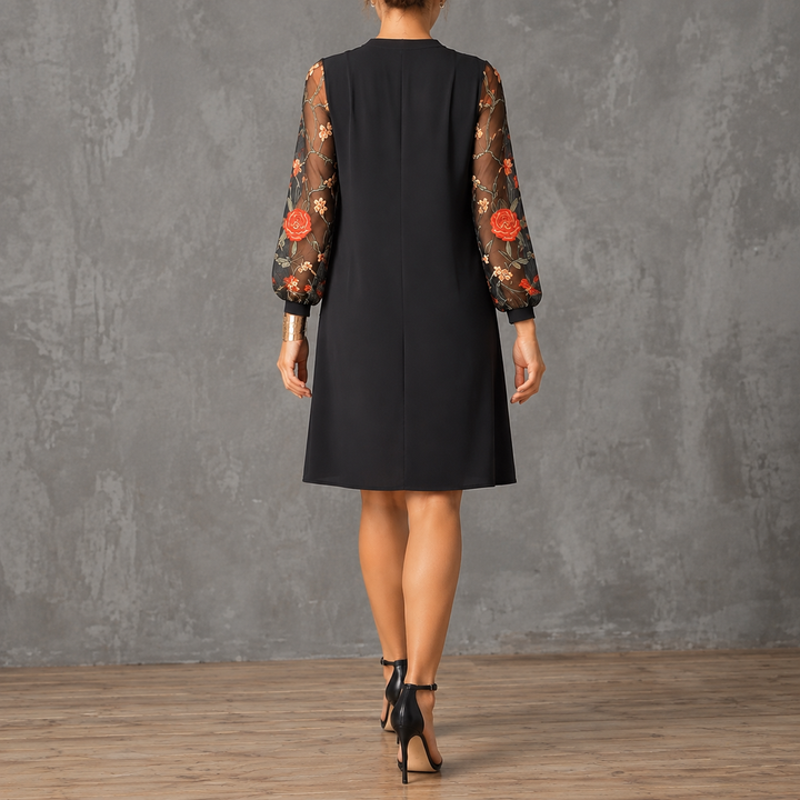 Camille | Elegant Floral Sleeve V Neck Dress