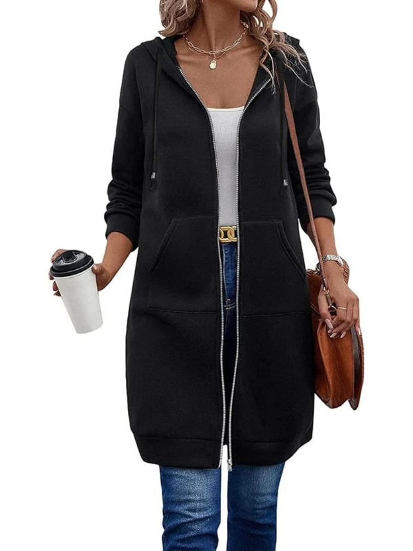Agnes – Long Fleece Hooded Jacket