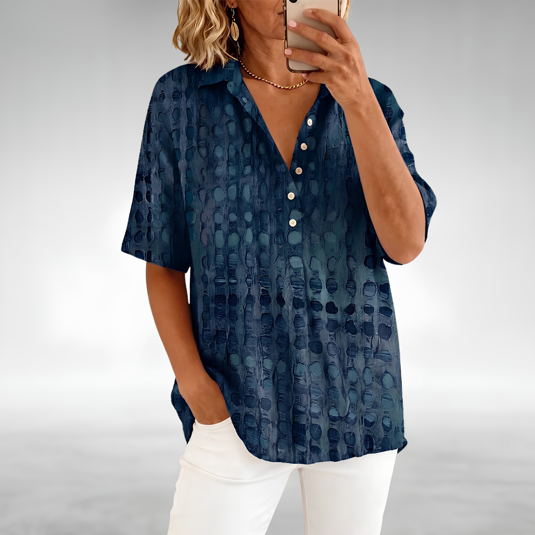 Melody™ | Abstract Print Button Front Blouse