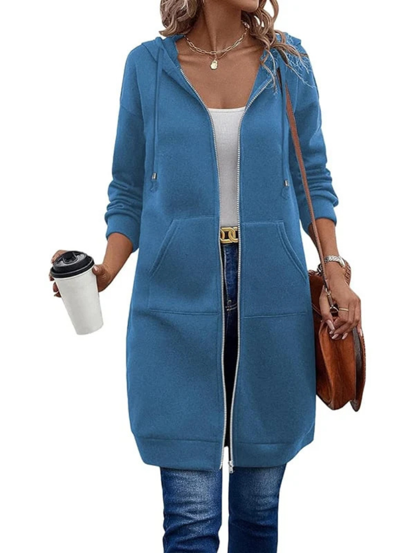 Agnes – Long Fleece Hooded Jacket