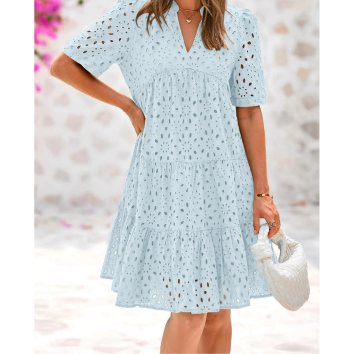 Paige™ | Eyelet Tiered Short Sleeve Dress