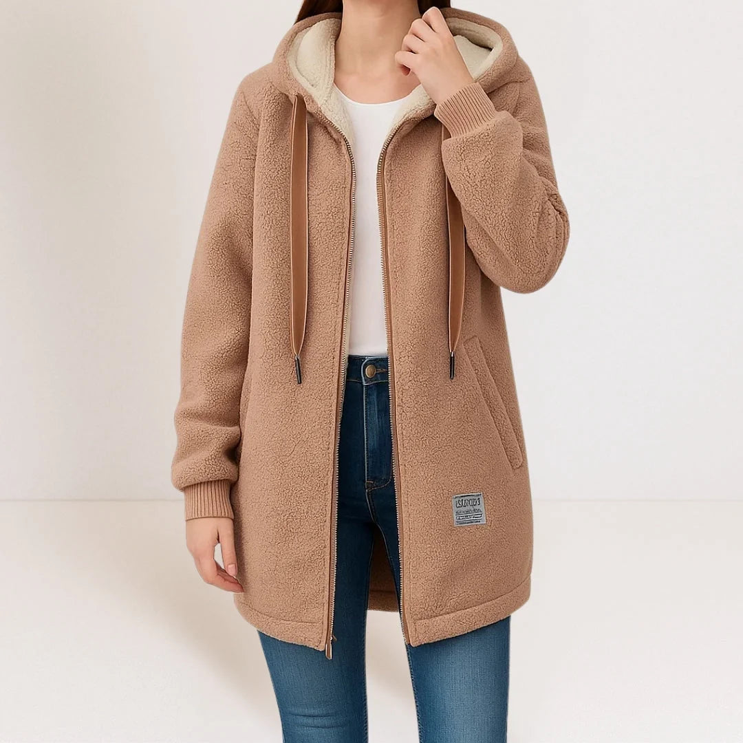 Frances™ | Cozy Longline Hooded Fleece Jacket