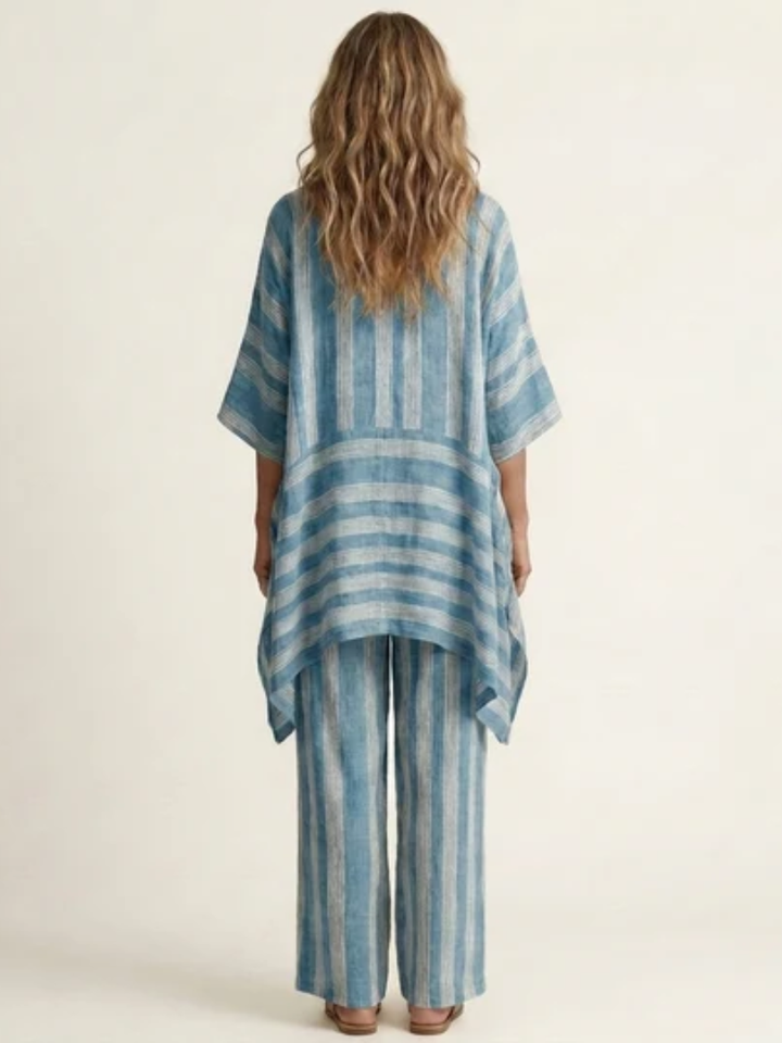 Kiara™ | Two-Piece Striped Cotton-Linen Blend Set