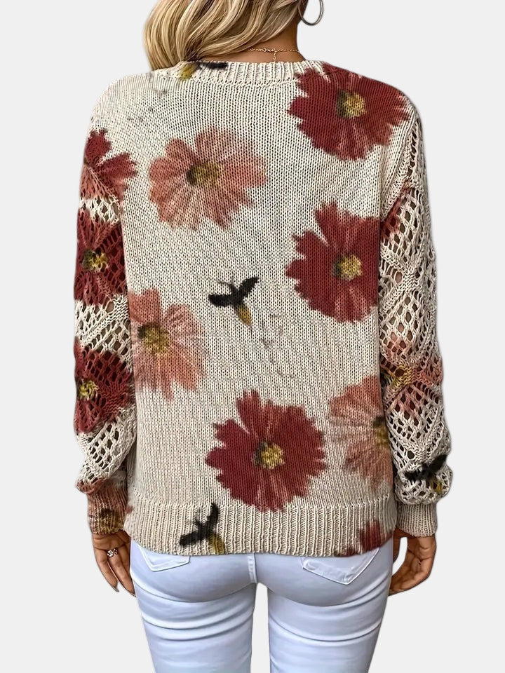 Amira™ | Floral Knit V-Neck Sweater