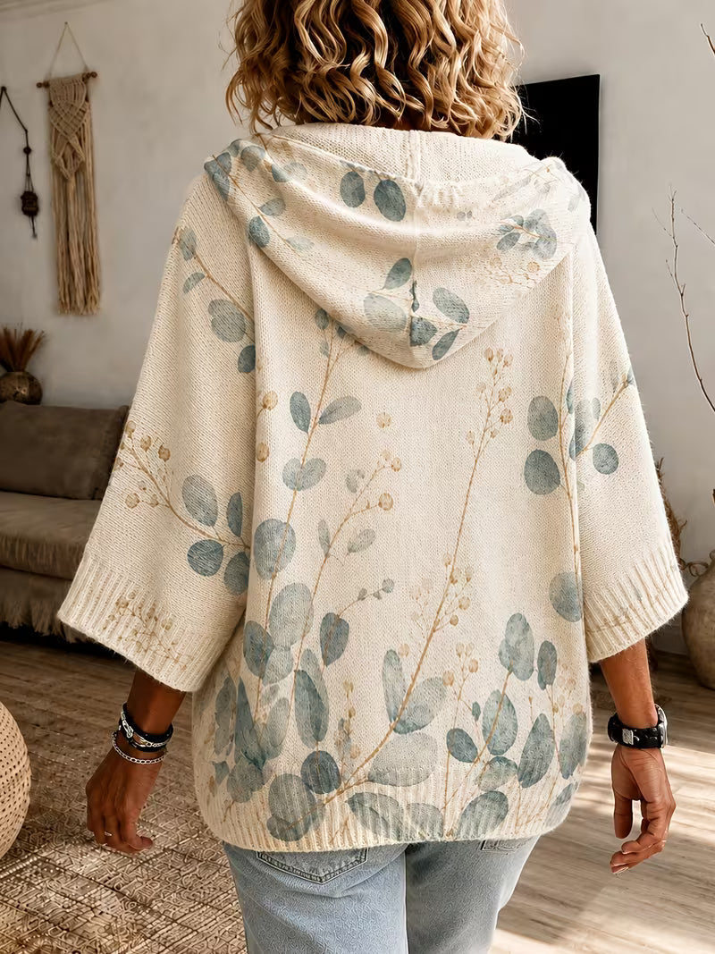Abigail™ | Vintage Botanical Leaf Hooded Sweater