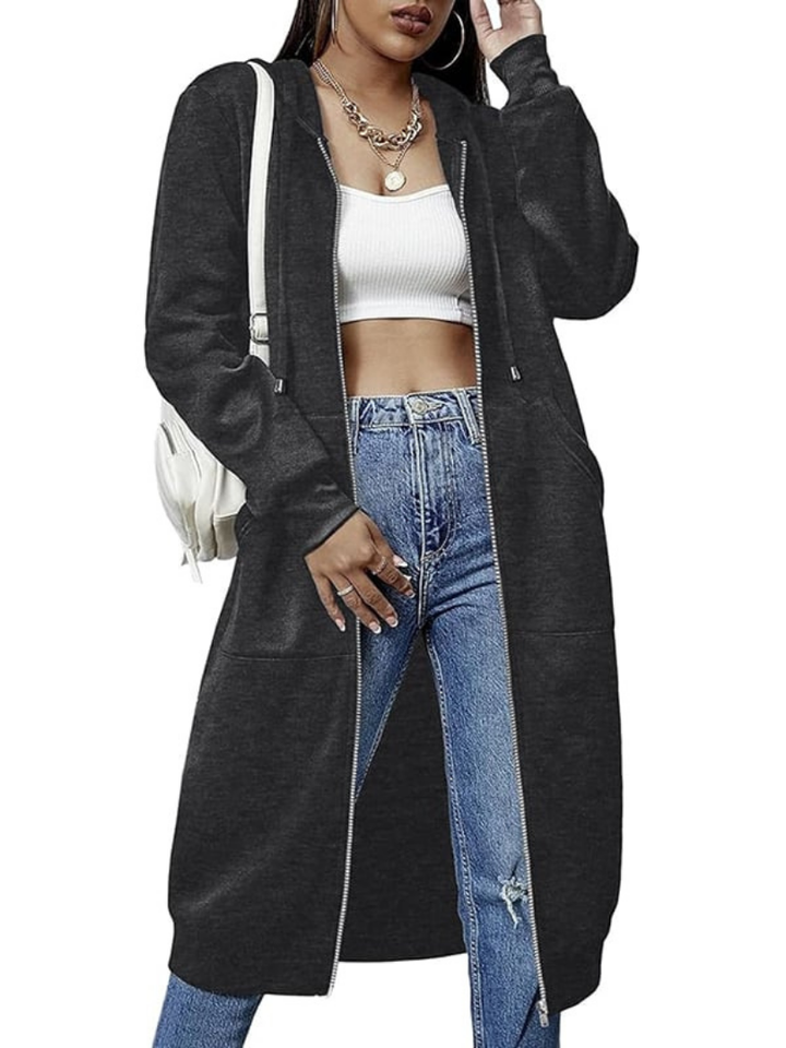 Agnes – Long Fleece Hooded Jacket
