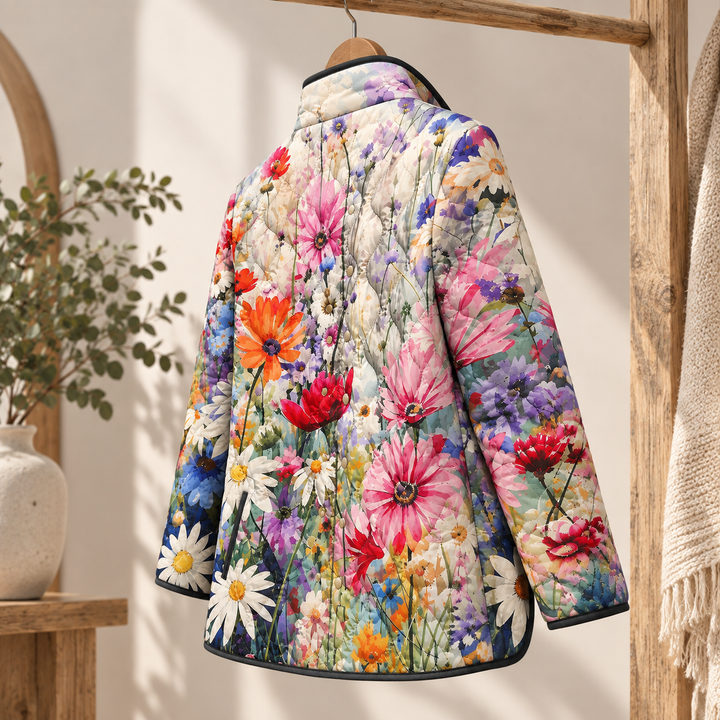 Kaia | Charming Vintage Floral Print Quilted Jacket