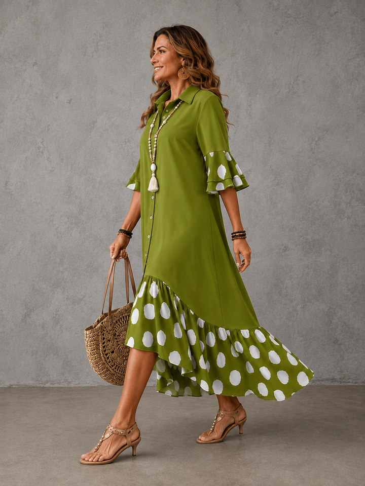 Beatrice | Polka Dot Lapel Dress