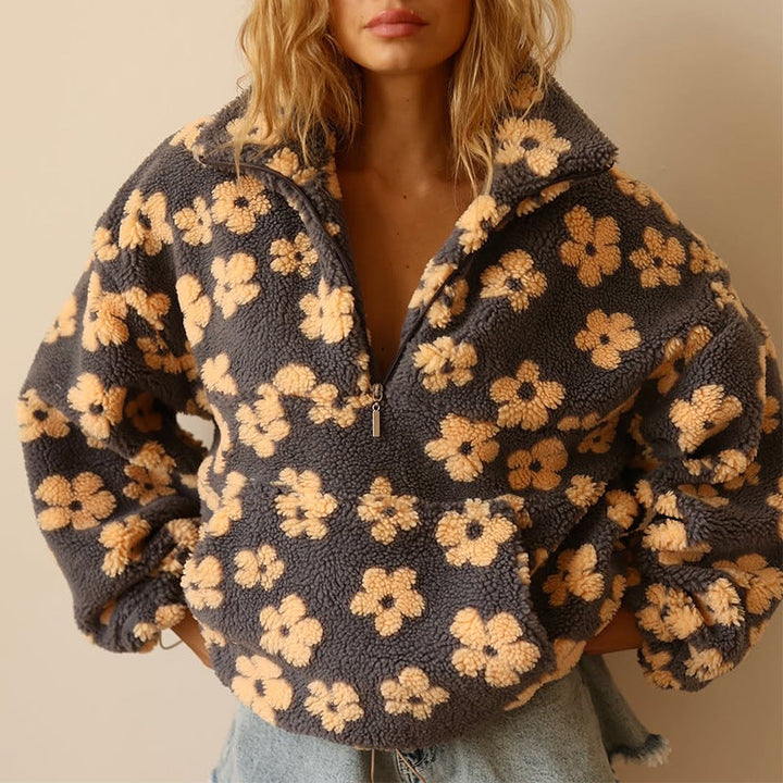 Women’s Sweater | Floral Quarter Zip
