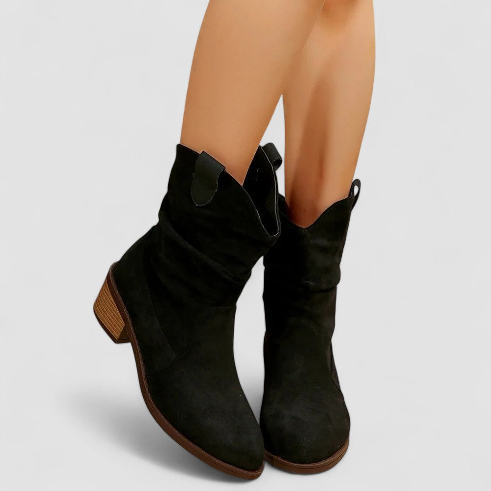 Brittany - Mid-Calf Pull Tab Detail Boots for Women