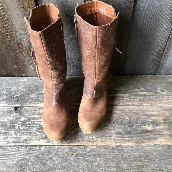 Giana™ | Vintage Double Zip Mid Calf Boot