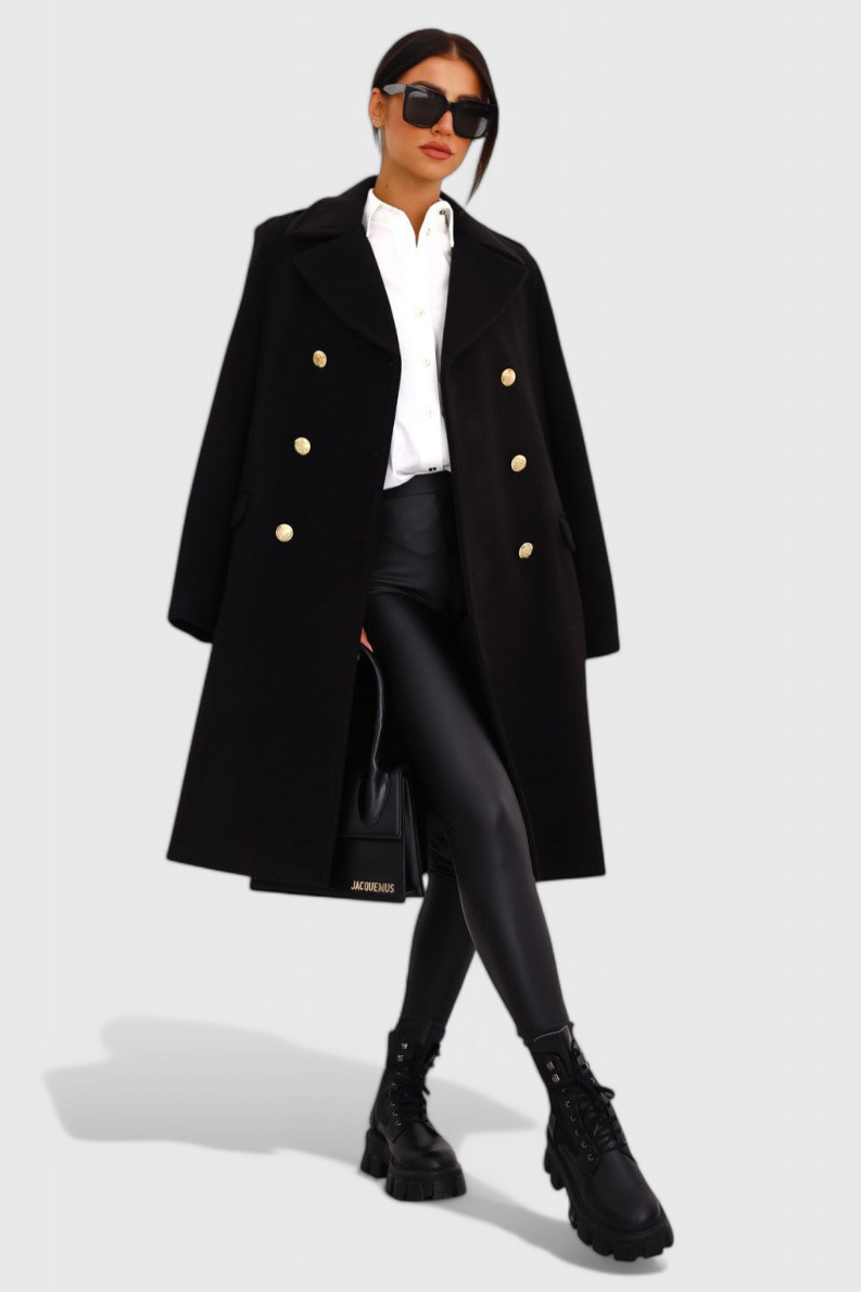 Yara Fitted Double-Breasted Wool Coat
