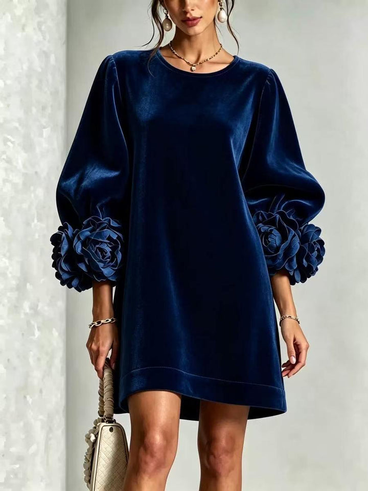 Grace™ | Velvet 3d Floral Motifs Dress
