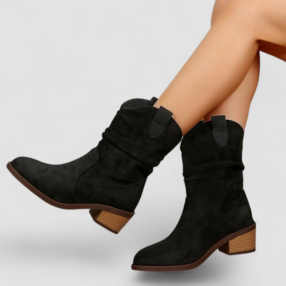 Brittany™ | Mid-Calf Pull Tab Detail Boots for Women