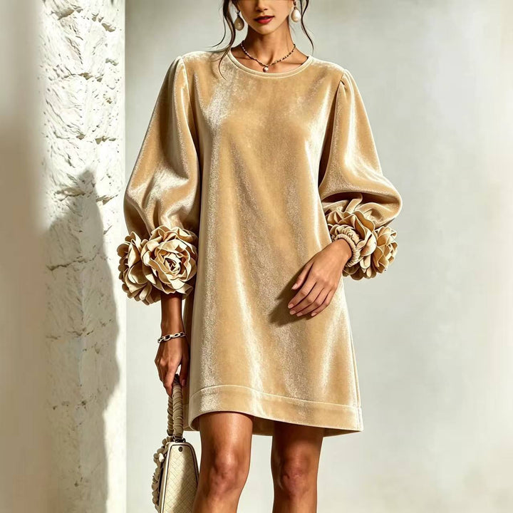 Grace™ | Velvet 3d Floral Motifs Dress