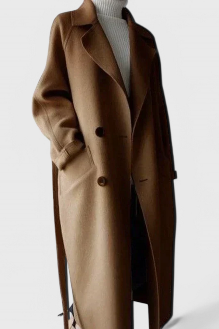Clara Structured Wool Long Coat with Elegant Silhouette