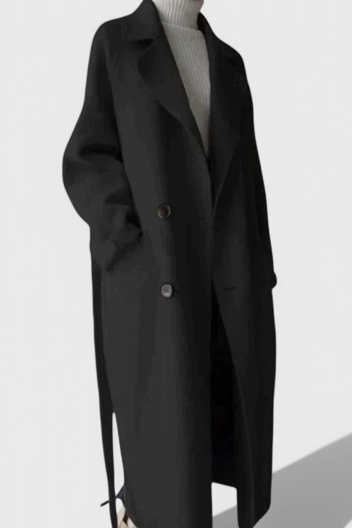 Clara Structured Wool Long Coat with Elegant Silhouette