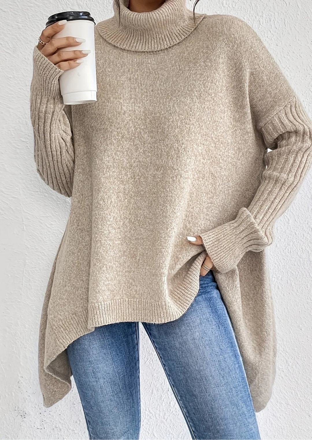 Oversized Turtleneck Knit Sweater